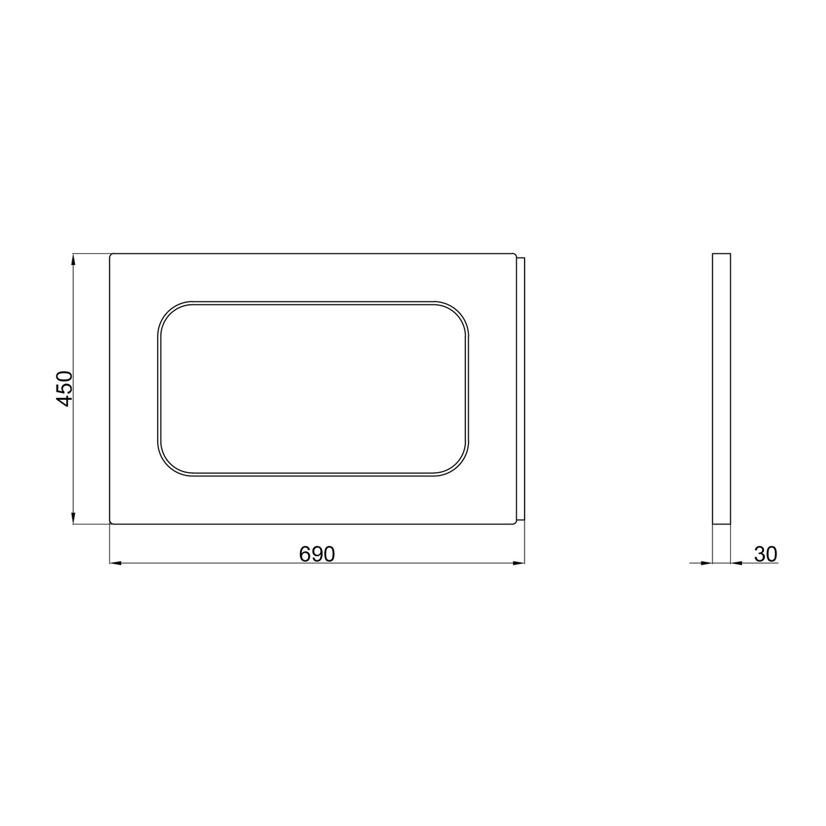 Панель для ванны белая акриловая LIDZ PANEL R 690x450мм LPR70