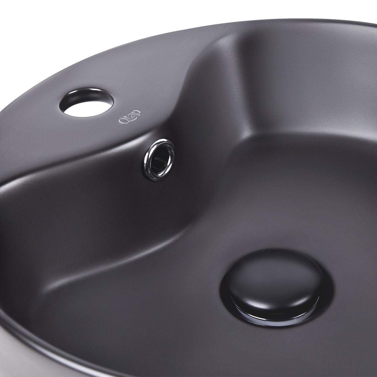 Умивальник накладний на стільницю для ванної 410мм x 410мм Q-TAP Scorpio чорний кругла QT14113018BMBMB