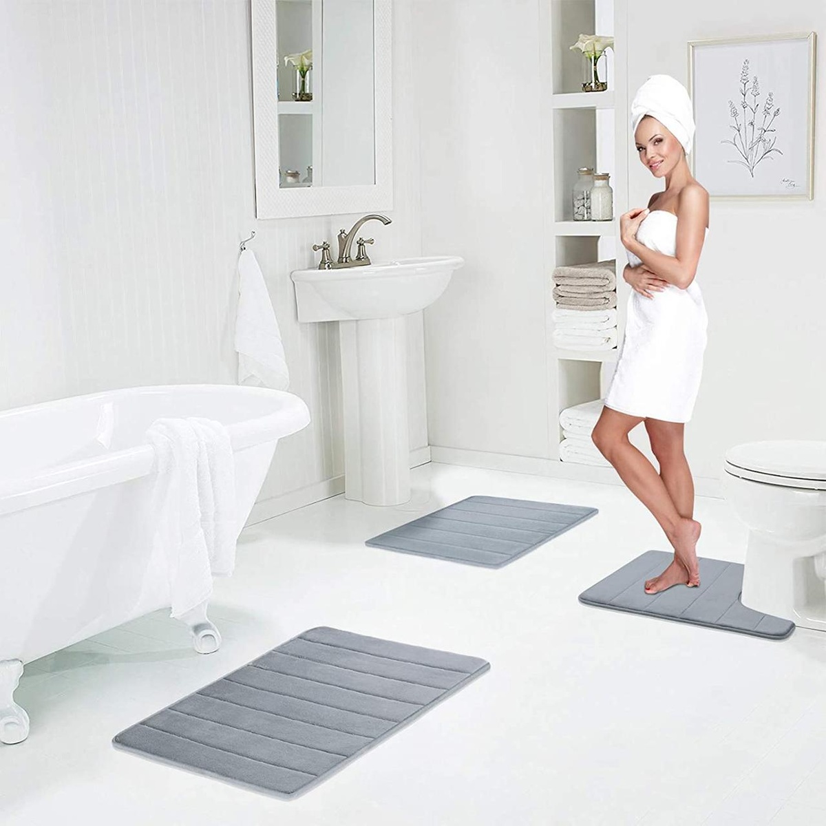 Набор ковриков для ванной AQUARIUS AQ-U1462584417 800x500мм серый