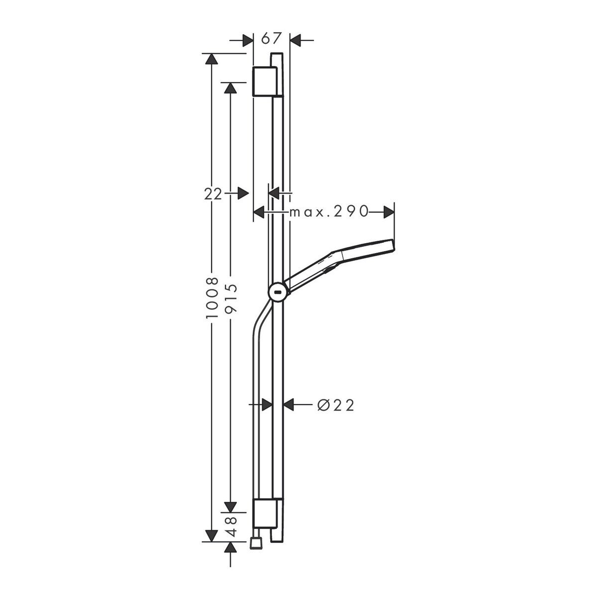 Душевой набор HANSGROHE Rainfinity с ручной лейкой, шлангом и стойкой 1008мм черный 28743670