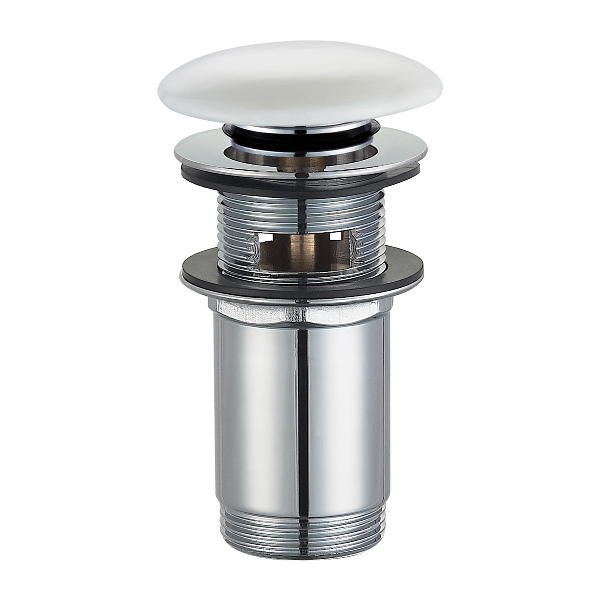 Донний клапан натискний для раковини OMNIRES із переливом керамічний 1 1/4" глянцевий білий A706BP