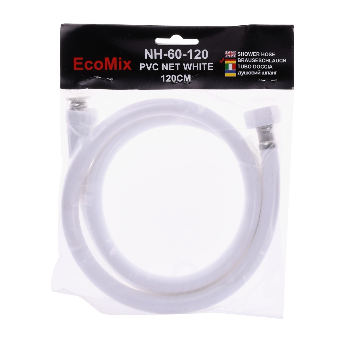 Шланг для душа ECOMIX PVC NH-60-120 1200мм силиконовый белый 000012261