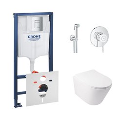 Комплект інсталяції GROHE Rapid SL кнопка хром безобідковий унітаз Q-TAP з кришкою мікроліфт дюропласт 38772001QT16335178W2904800S