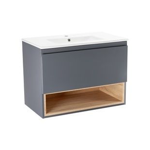 Тумба із раковиною у ванну Q-TAP Robin 81.5x59.5x47см підвісна сірий QT1372TPВ8002GWO