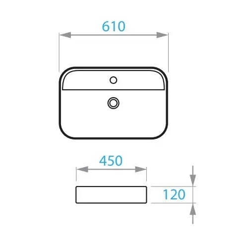Умивальник накладний KOLLER POOL TREND 610x450x120мм прямокутний білий TR-0610M-WB