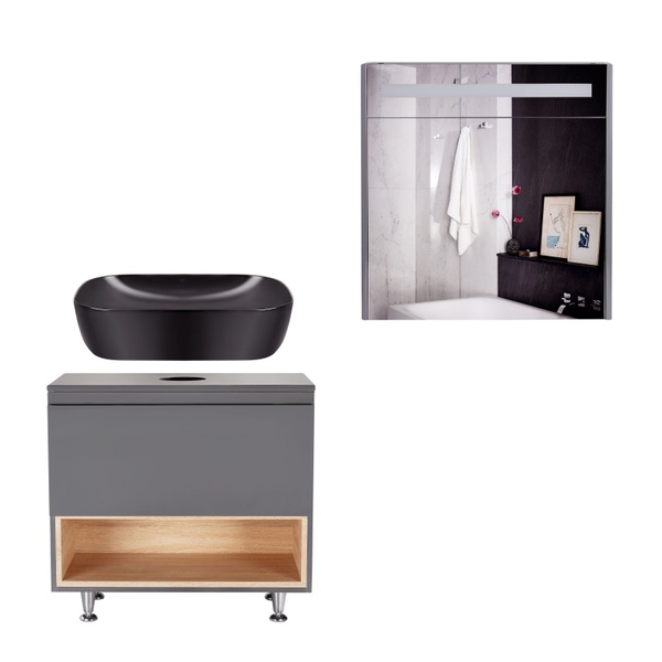 Набор мебели в ванную Q-TAP Robin серый QT044RO42982