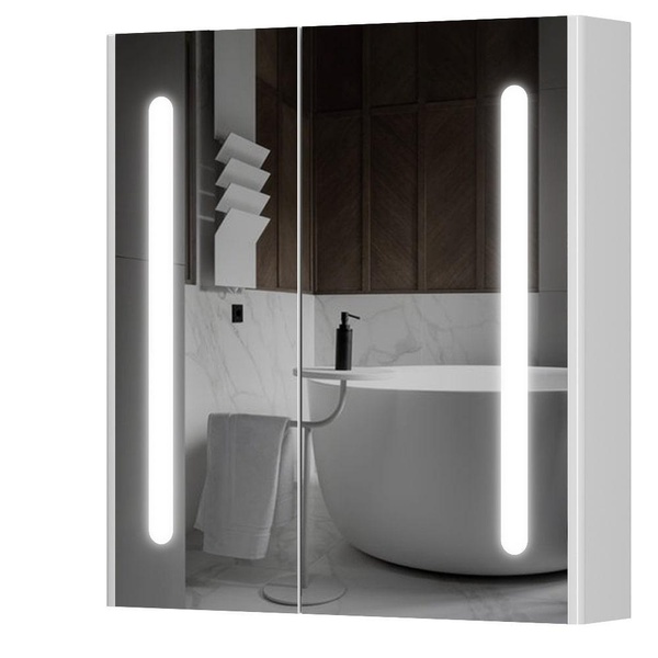 Шкафчик подвесной с зеркалом в ванную AQUARIUS Silver 70x75x15см c подсветкой белый AQ-U1665196098