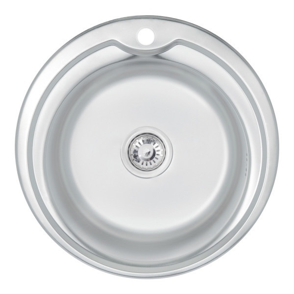 Мийка для кухні із нержавіючої сталі кругла WEZER 510x510x180мм матова 0.8мм із сифоном 510(0.8)S