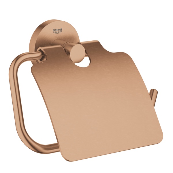 Держатель для туалетной бумаги с крышкой GROHE Essentials 40367DL1 округлый металлический бронза