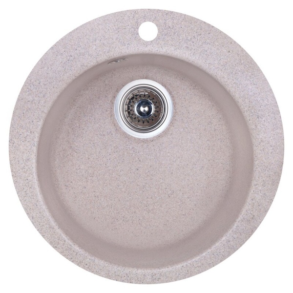 Мийка на кухню композитна кругла COSH 475мм x 475мм бежевий із сифоном COSHD47K300