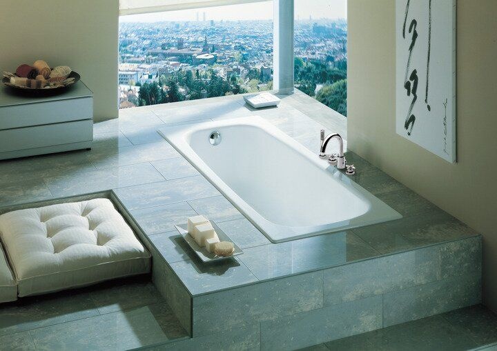 Ванна чугунная металлическая прямоугольная ROCA CONTINENTAL 160см x 70см оборачиваемая + сифон Simplex для ванны A21291200R+311537