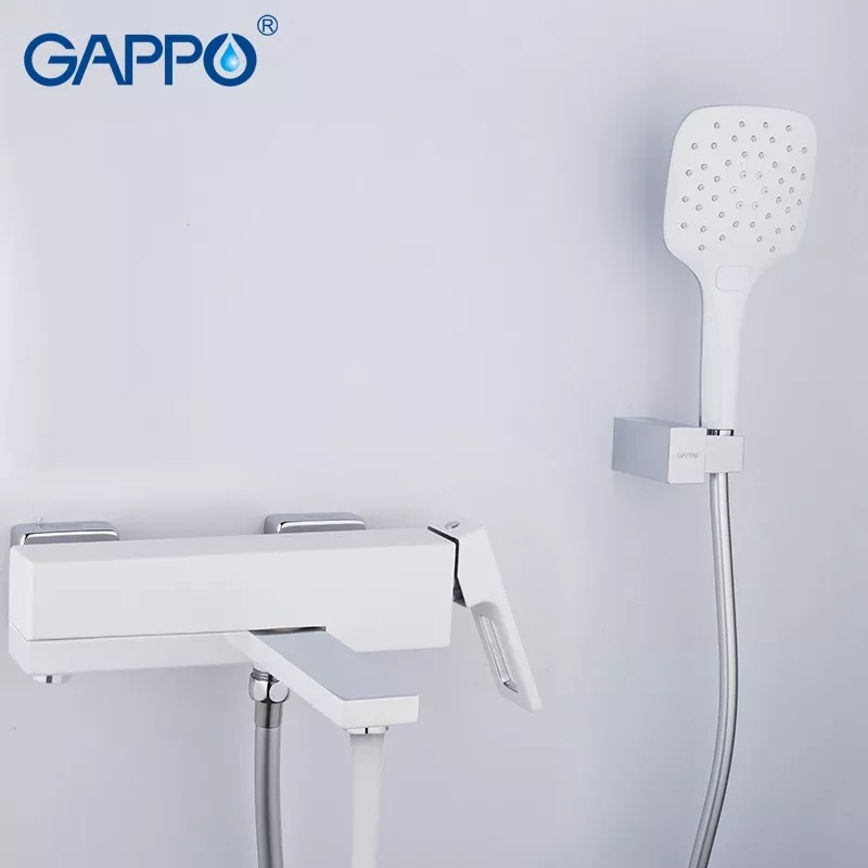 Cмеситель для ванны однорычажный с коротким изливом GAPPO белый латунь G3217-8