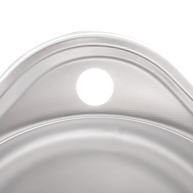 Мийка для кухні із нержавіючої сталі кругла ZERIX Z4843-08-180MD 480x430x180мм мікротекстура 0.8мм із сифоном ZS0568