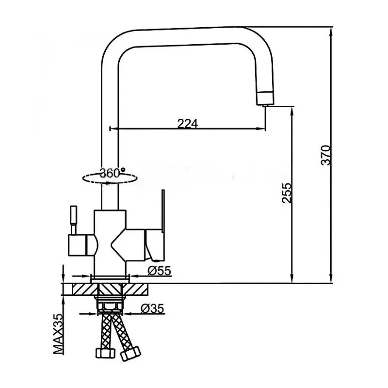 Змішувач для кухні із краном для фільтрованої води FRAP сатин нержавіюча сталь F43801