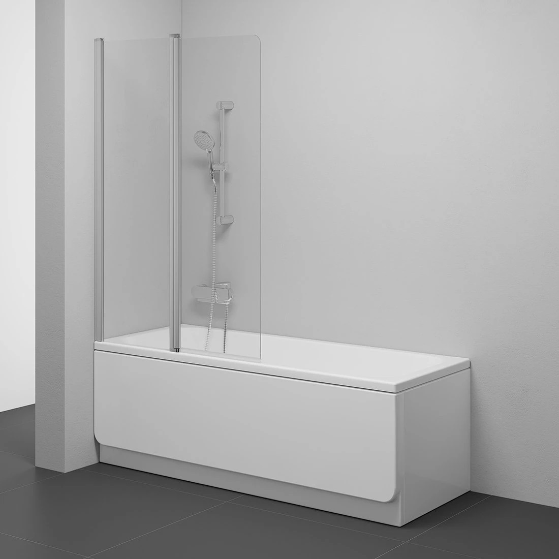 Шторка стеклянная для ванны двухсекционная распашная 150x99см RAVAK CHROME CVS2-100 L стекло прозрачное 6мм профиль сатин 7QLA0U00Z1