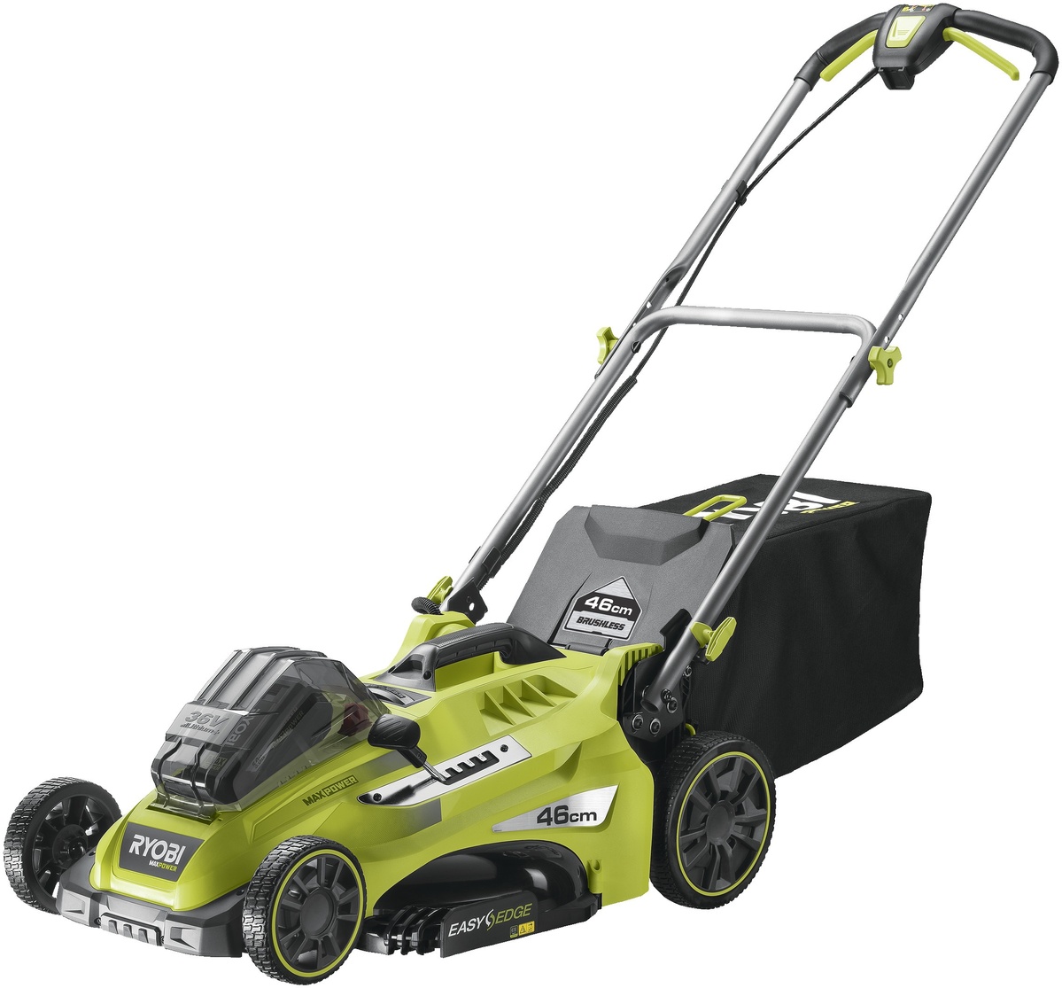 Газонокосарка акумуляторна Ryobi RLM36X46H50PG MAX POWER 36В акб 1х5А·год 46см 45л 20-70мм з функцією Power-Assist 17.8кг