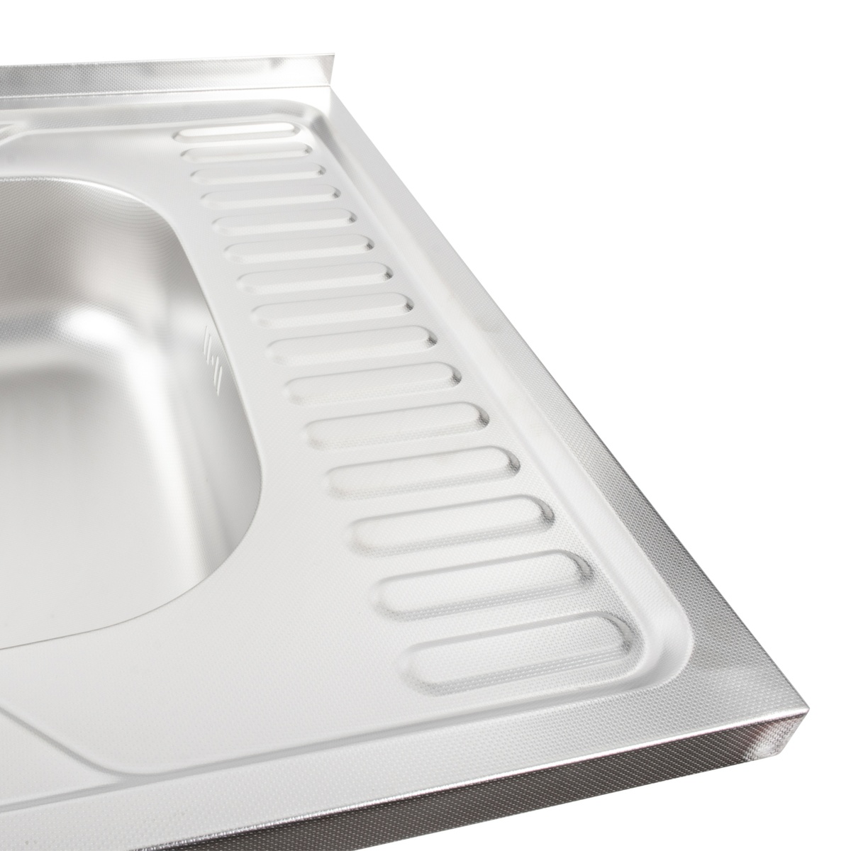 Мийка для кухні із нержавіючої сталі квадратна накладна PLATINUM 6060 L ДЕКОР 600x600x160мм мікротекстура 0.7мм із сифоном PLS-A389