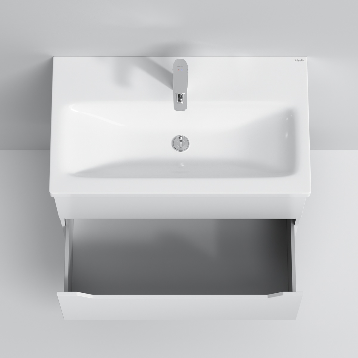 Тумбочка із умивальником для ванної AM.PM GEM S 76x58x42см підвісна біла M91-FHX0752-WC0752WG38