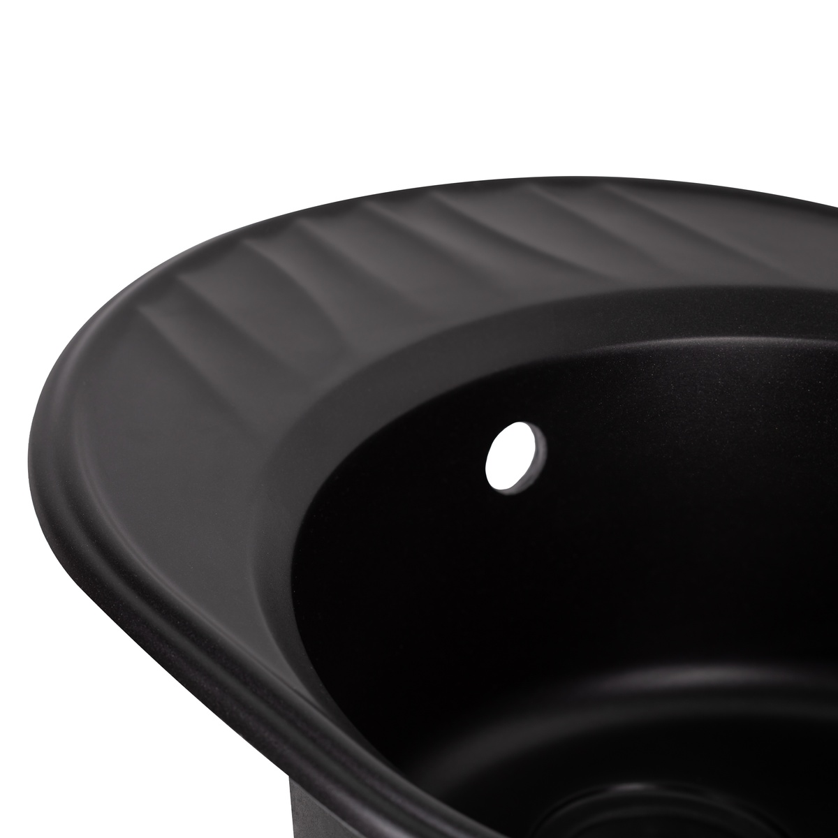 Мийка на кухню композитна овальна Q-TAP CS 500мм x 610мм чорний із сифоном QT6151BLA404