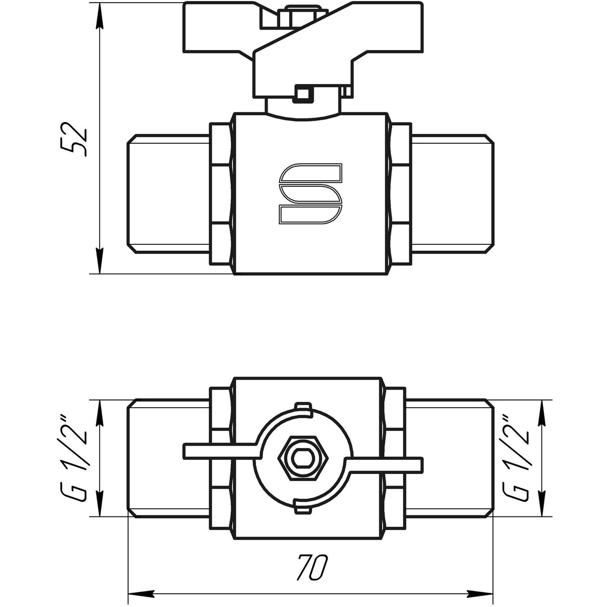 Кран шаровой SELBA SL1503 1/2" нр-нр PN40бар 000009624