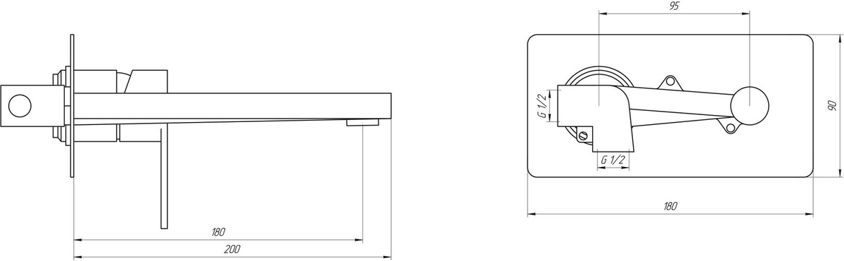 Змішувач на раковину однозахватний на стіну скритого монтажу TOPAZ SARDINIA TS 08205-H20-BB чорний латунь 000020141