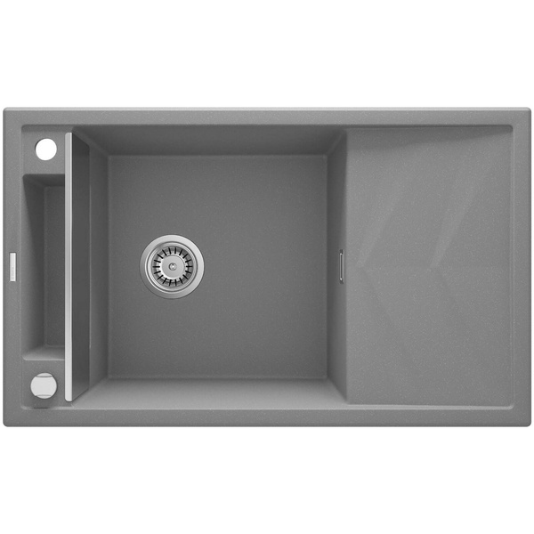 Мийка для кухні гранітна прямокутна DEANTE Magnetic 820x500x219мм із сифоном сіра ZRM_S113