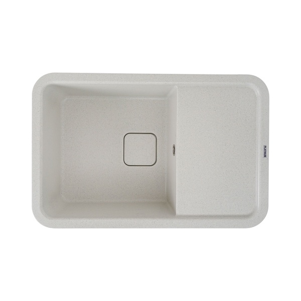 Мийка для кухні гранітна прямокутна PLATINUM 7850 CUBE 775x505x180мм без сифону біла PLS-A24611