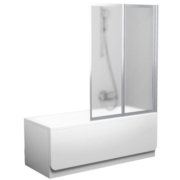 Шторка стеклянная для ванны универсальная двухсекционная складная 140x105см RAVAK CITY SLIM VS2 105 стекло матовое 3мм профиль сатин 796M0U00ZG