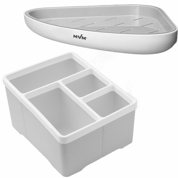 Набір аксесуарів для ванної MVM №10 прямокутний пластиковий сірий MVM-MH-10 white/gray