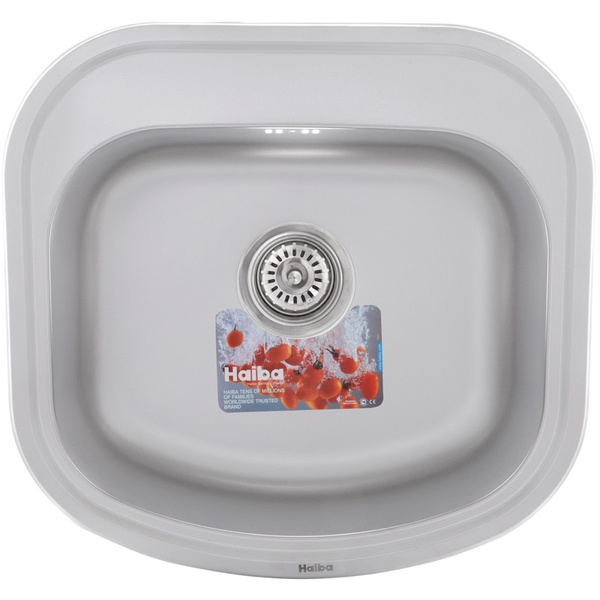 Мийка для кухні із нержавіючої сталі прямокутна HAIBA Decor 490x470x180мм мікротекстура 0.8мм із сифоном HB0535