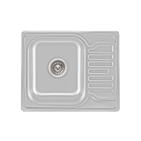 Мийка для кухні LIDZ з нержавіючої сталі 580x480мм прямокутна врізна матова 0.8мм із сифоном LIDZ5848SAT
