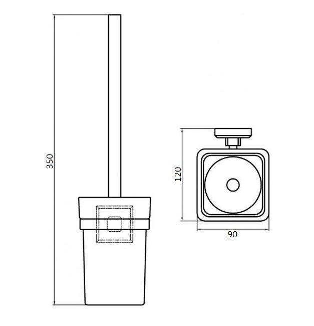 Ершик для унитаза настенный PERFECT SANITARY APPLIANCES КВ 9929A прямоугольный стеклянный хром 000012270