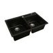 Мийка для кухні гранітна прямокутна PLATINUM 7850 HARMONY 780x500x200мм без сифону на дві чаші чорна PLS-A27965 3 з 5