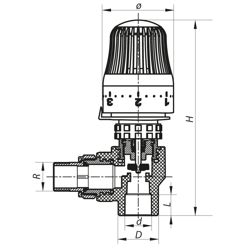 Термостатический радиаторный клапан KOER K0154.PRO PPR угловой 25х3/4" с американкой KP0196