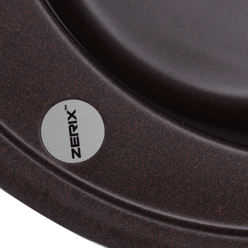 Мийка для кухні гранітна кругла ZERIX ZS-510R-12 510x510x200мм із сифоном коричнева ZX4536
