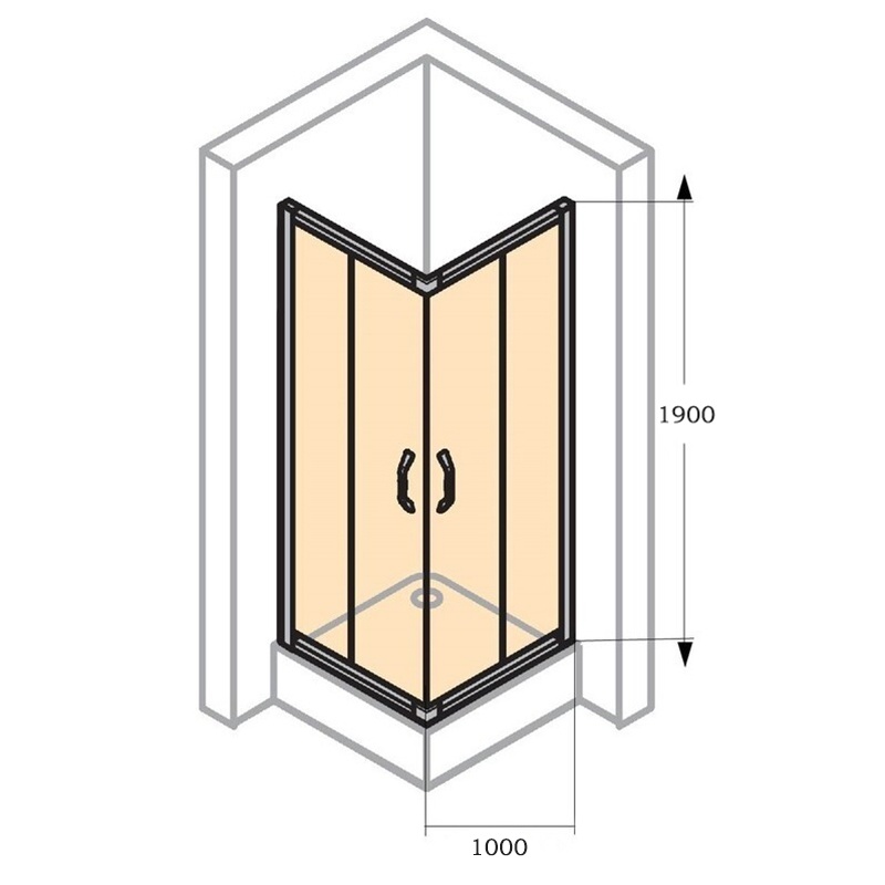 Кабина для душа квадратная угловая двухдверная без поддона HUPPE X1 100x100x190см прозрачное стекло 6мм профиль хром 140104.069.322