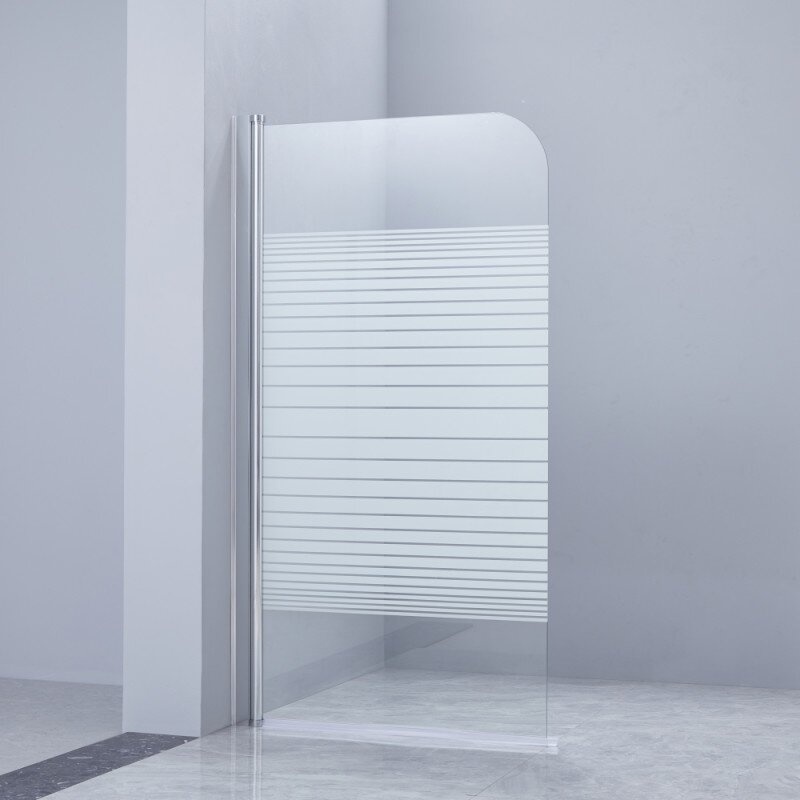 Стенка стеклянная для ванной левая распашная 150см x 82см LIDZ Brama стекло матовое 6мм профиль хром LBSS80150LCRML