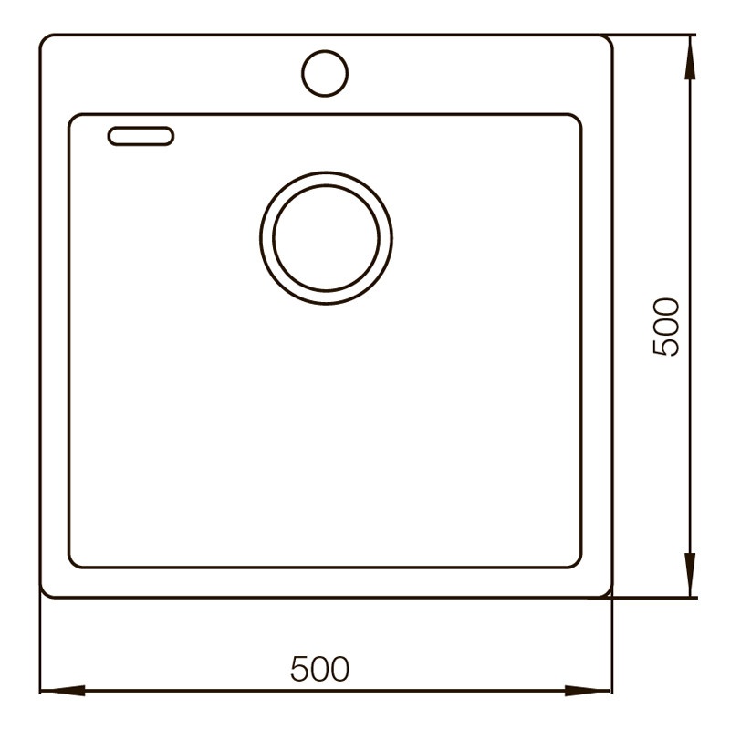 Мойка для кухни из нержавеющей стали квадратная MIXXUS MX(304)5050-200x1.2-HANDMADE 500x500x200мм матовая 1.2мм с сифоном MX0571