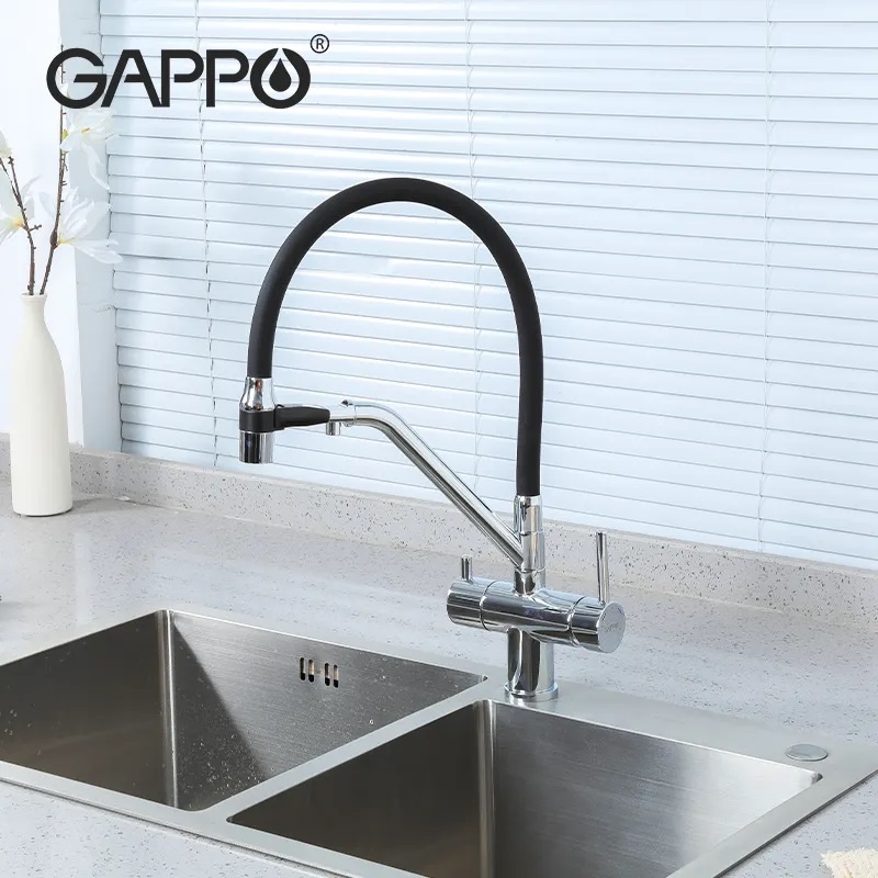 Cмеситель для кухни с краном для фильтрованной воды GAPPO черный латунь G4398-80
