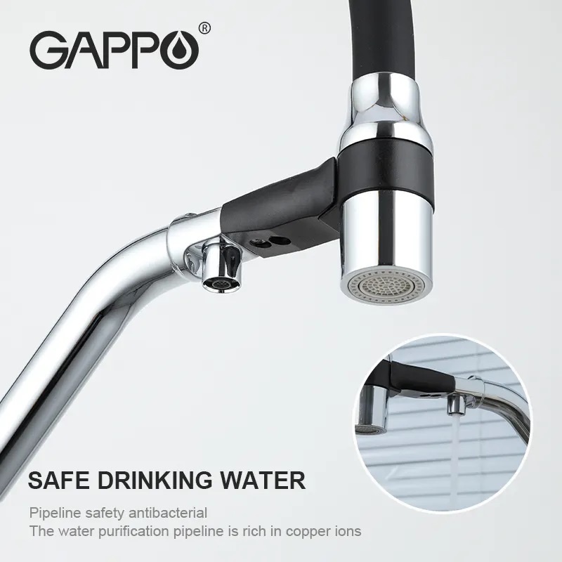 Cмеситель для кухни с краном для фильтрованной воды GAPPO черный латунь G4398-80