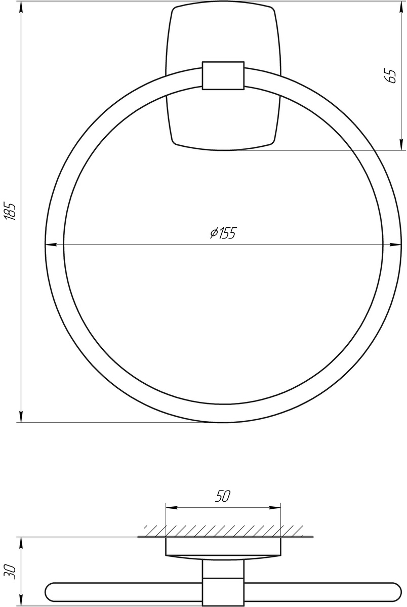 Держатель-кольцо для полотенец PERFECT SANITARY APPLIANCES RM 1003 000005204 155мм округлый металлический хром