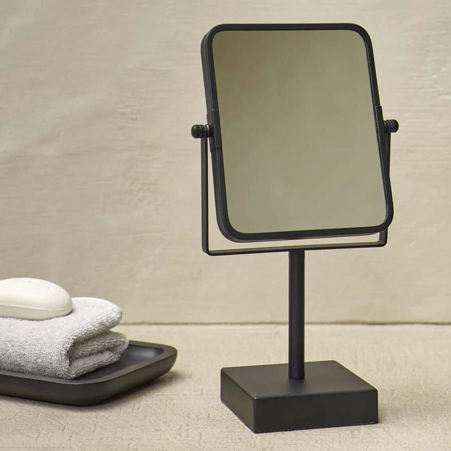 Косметическое зеркало AQUANOVA Dax прямоугольное настольное металлическое черное DAXMIR-09