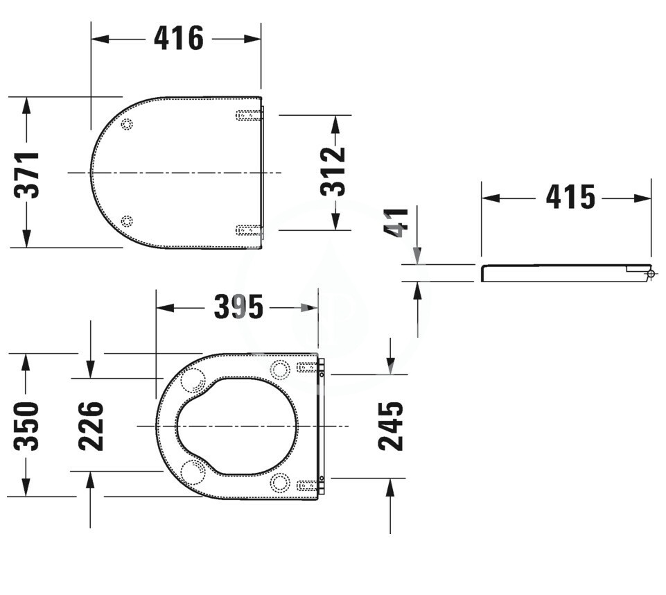 Сидіння для унітазу DURAVIT Starck 3 дюропласт 371x416мм 245мм між кріпленнями біле 0062410000