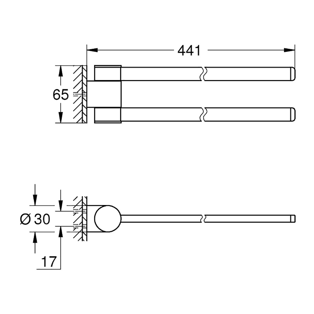 Тримач для рушників поворотний GROHE Selection 41063000 30мм подвійний прямокутний металевий хром