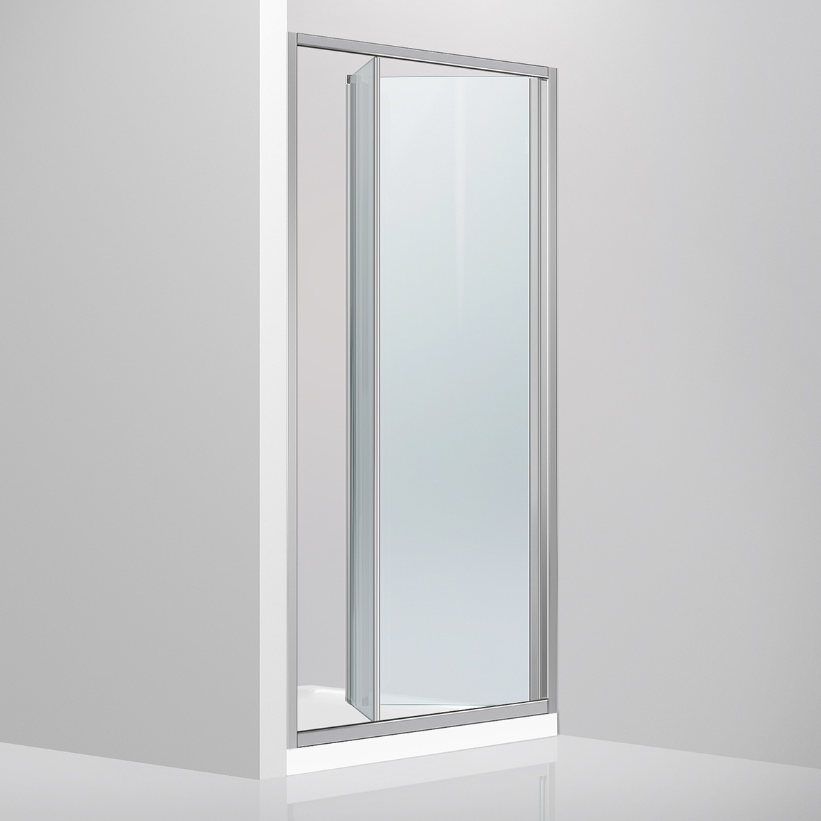 Двері для душової ніші DEVIT Fresh скляні складні двосекційні 190x100см прозорі 4мм профіль хром FEN9210
