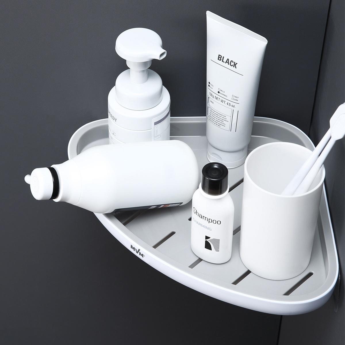 Набор аксессуаров для ванной MVM №9 округлый пластиковый серый MVM-MH-09 white/gray