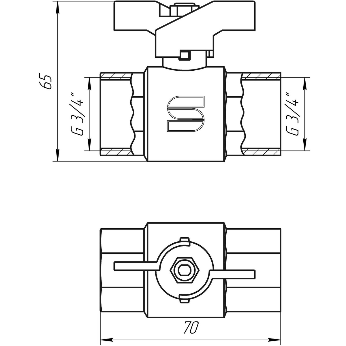 Кран шаровой SELBA SL1507 3/4" вн-вн PN40бар 000009625