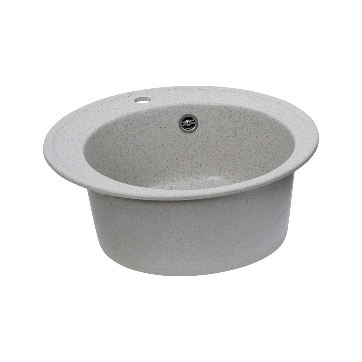 Мийка для кухні гранітна кругла PLATINUM 510 YARA 510x510x180мм без сифону сіра PLS-A24815
