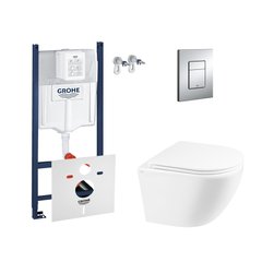 Комплект інсталяції GROHE Rapid SL кнопка хром безобідковий унітаз Q-TAP з кришкою мікроліфт дюропласт 3884000GQT1333046ENRW