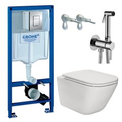 Комплект інсталяції GROHE Rapid SL/Gap кнопка хром безобідковий унітаз ROCA з кришкою мікроліфт дюропласт A34H470000_38772001_ZDUP110CR